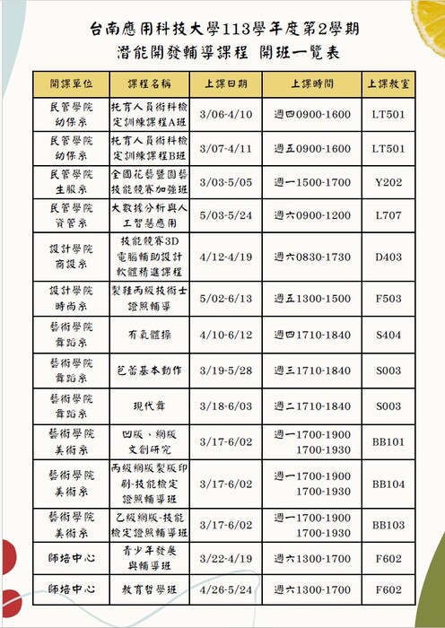 113學年度第2學期《潛能開發課程》開課資訊圖片