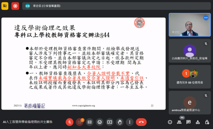 112-1AI人工智慧與學術倫理間的共生關係112.11.30圖片